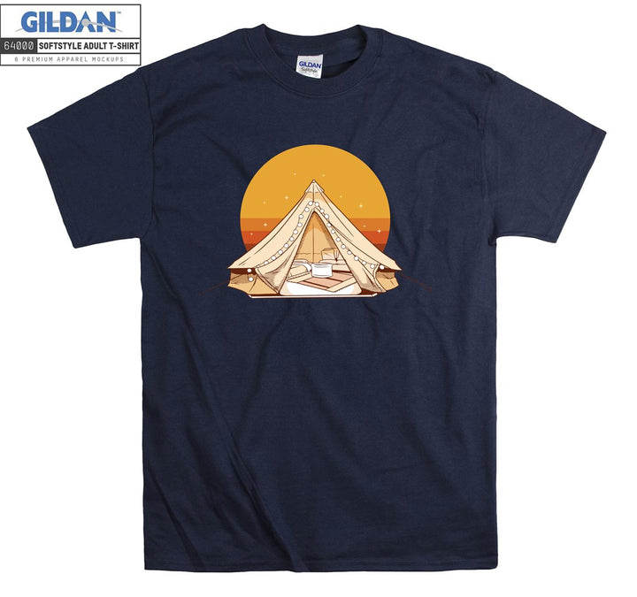 Camping Tent With Sunset  T-shirt