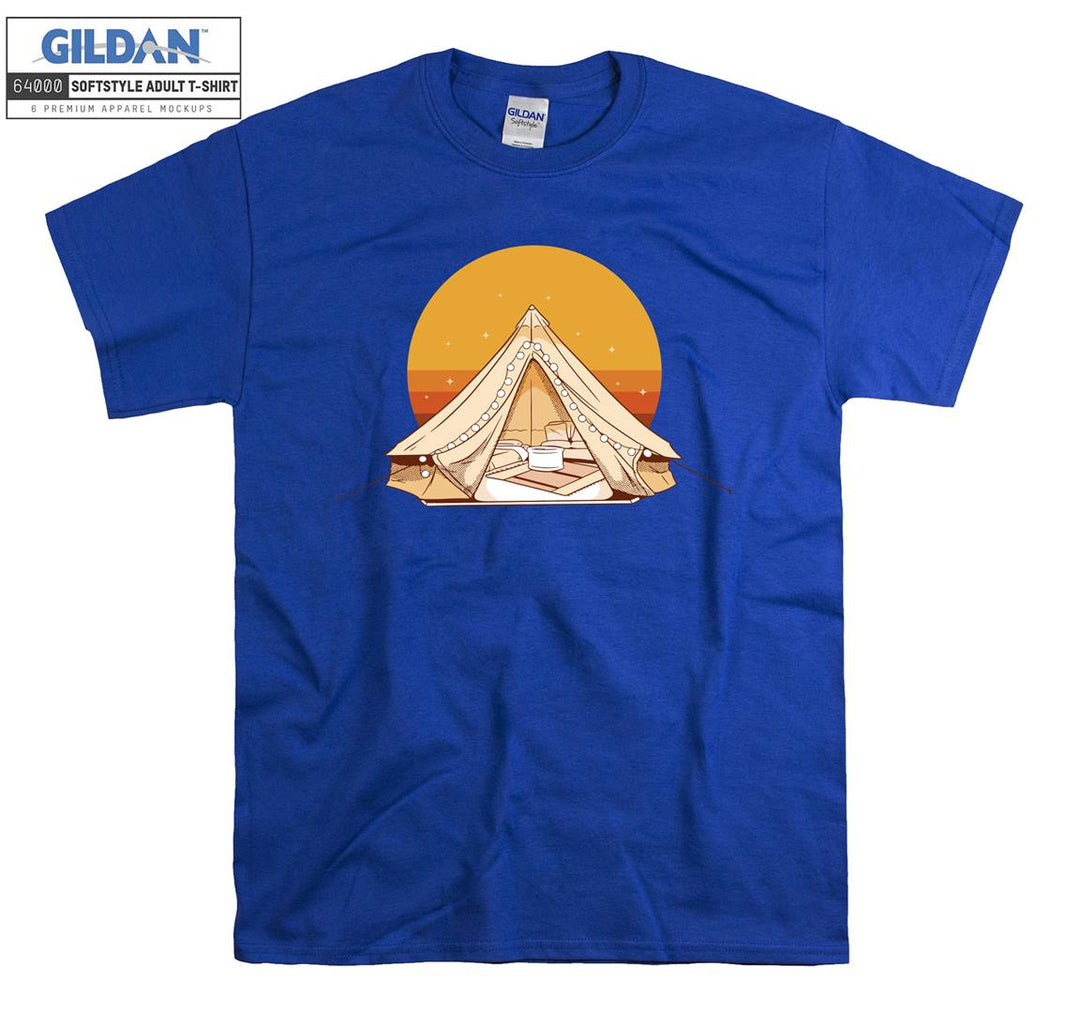 Camping Tent With Sunset  T-shirt