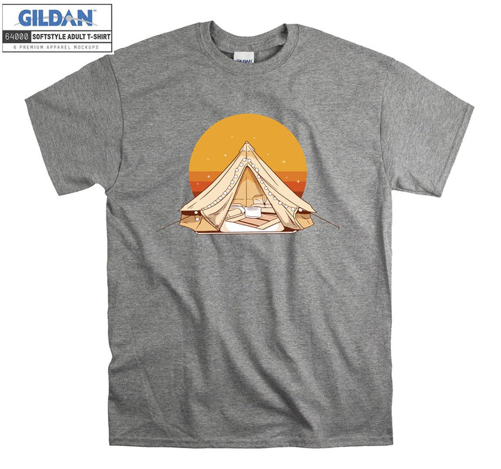 Camping Tent With Sunset  T-shirt