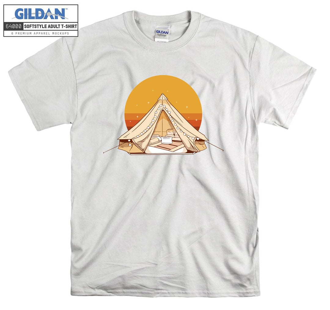 Camping Tent With Sunset  T-shirt