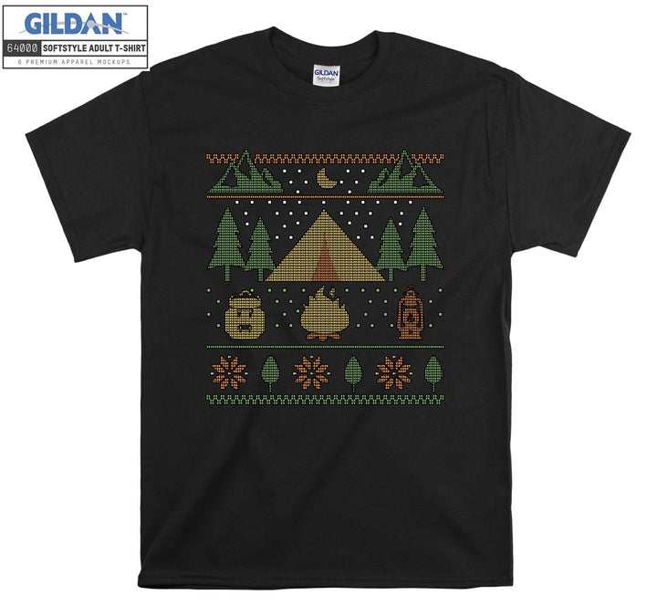 Christmas camping figure T-shirt