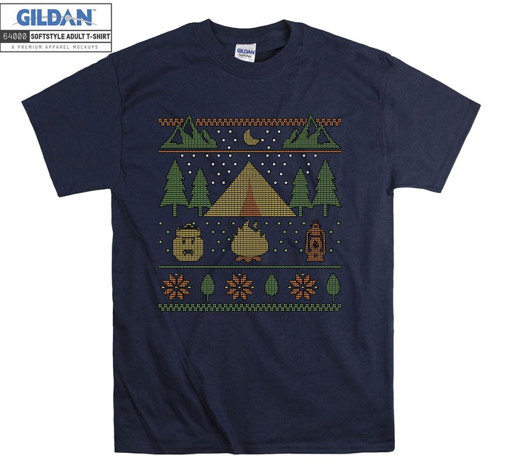 Christmas camping figure T-shirt