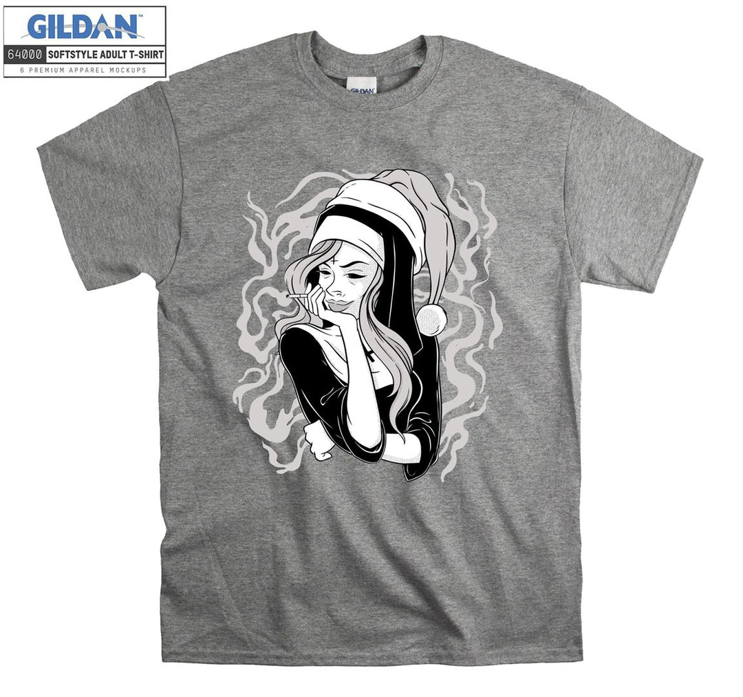 Alone sad girl smoke figure T-shirt