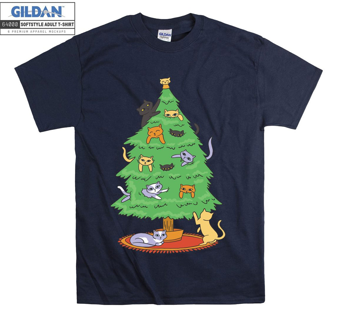 Cat Xmas Tree Playing T-shirt