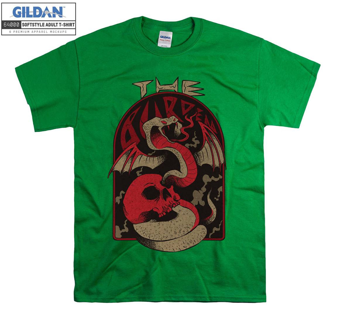 Horror skull and snake evil figure T-shirt