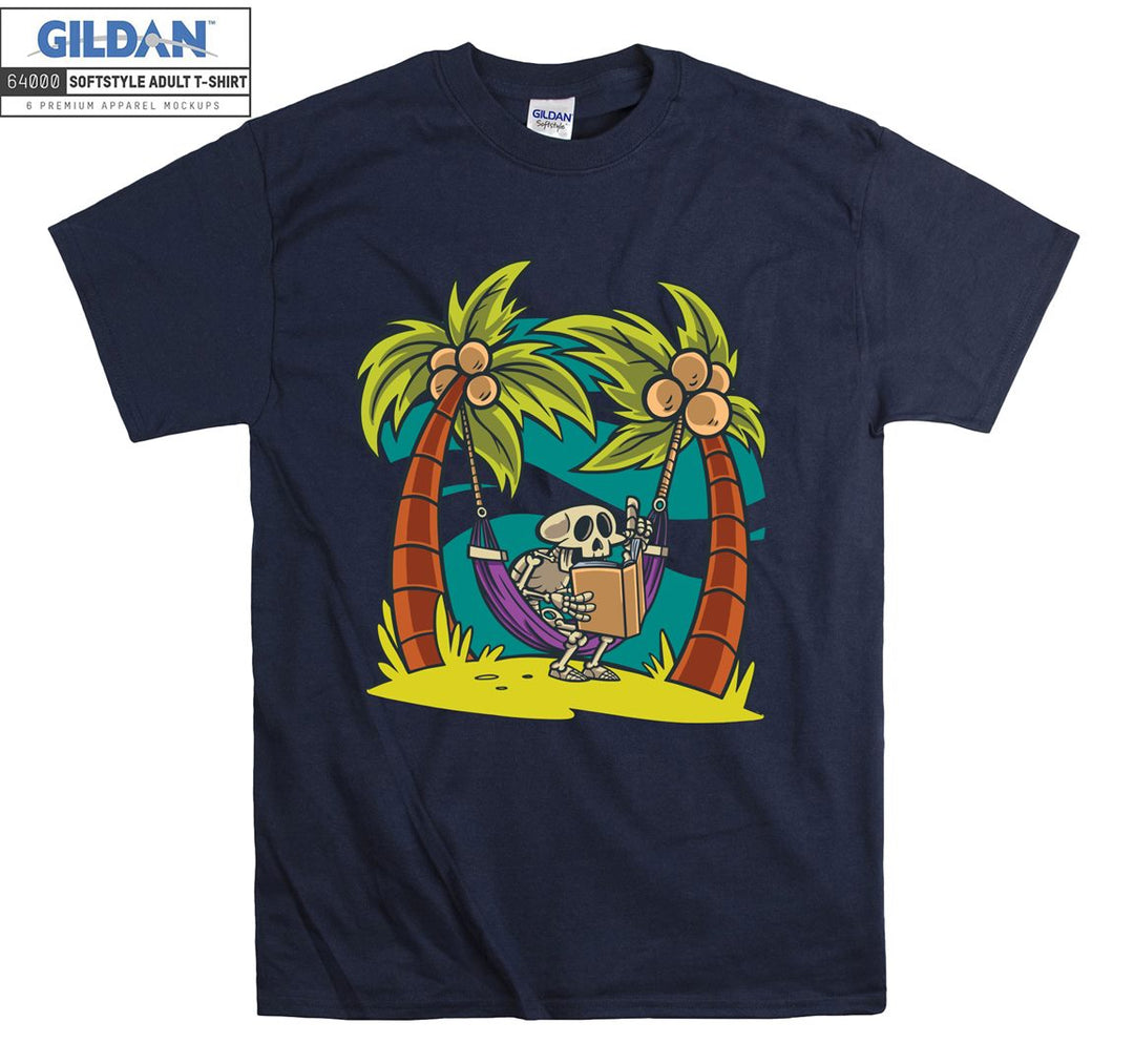 Funny skeleton character on holiday T-shirt