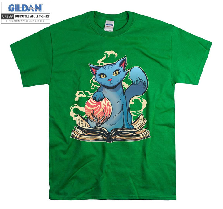 Cute Cartoon Blue Cat Figure T-shirt