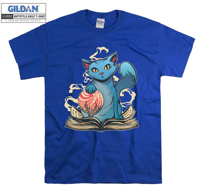 Cute Cartoon Blue Cat Figure T-shirt