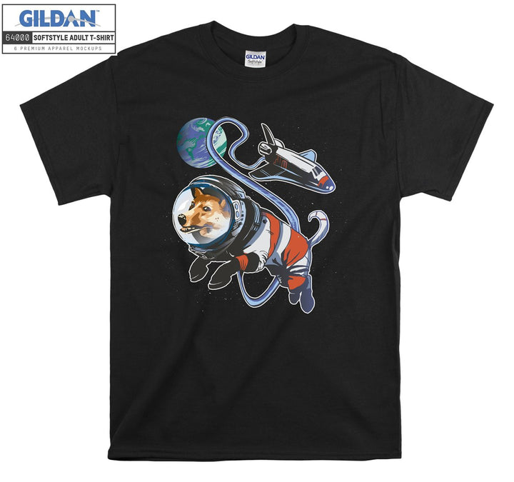 Funny astronaut fly dog figure T-shirt