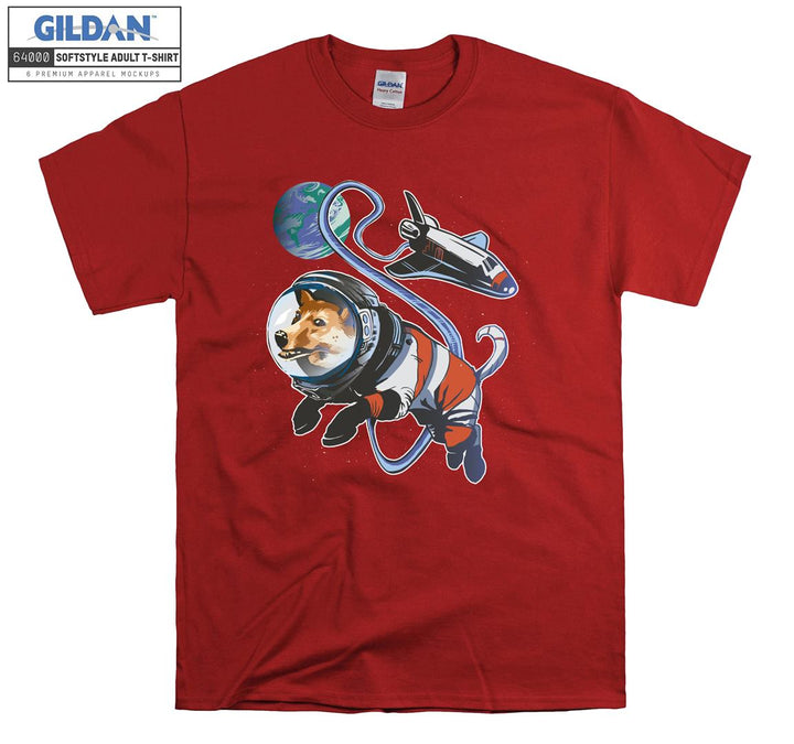 Funny astronaut fly dog figure T-shirt