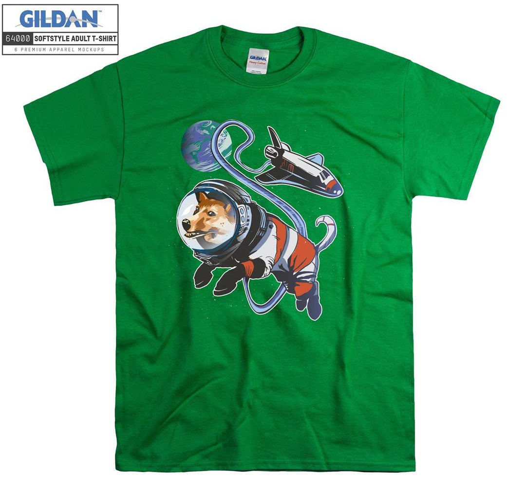 Funny astronaut fly dog figure T-shirt