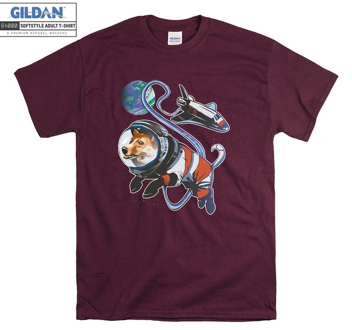 Funny astronaut fly dog figure T-shirt