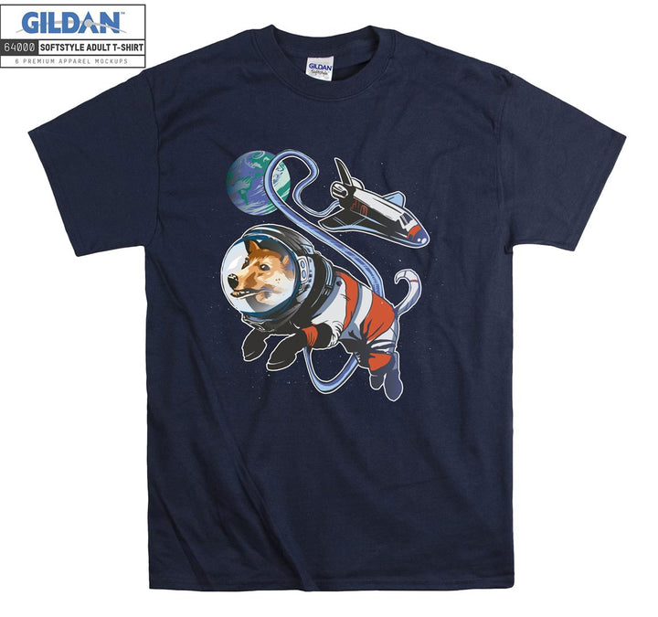 Funny astronaut fly dog figure T-shirt