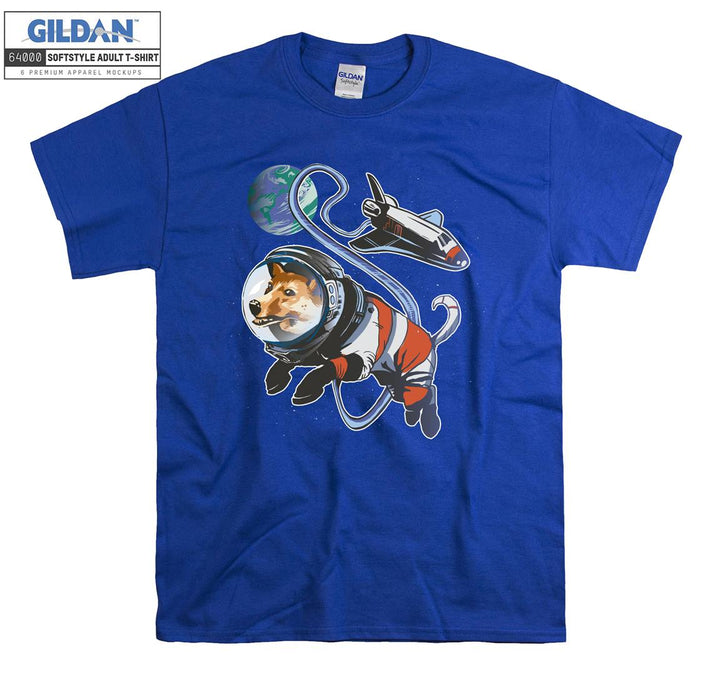 Funny astronaut fly dog figure T-shirt