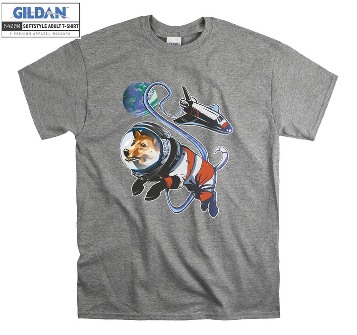 Funny astronaut fly dog figure T-shirt