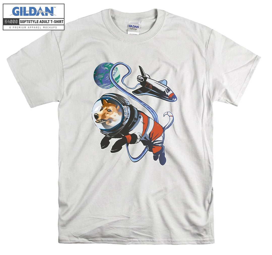 Funny astronaut fly dog figure T-shirt