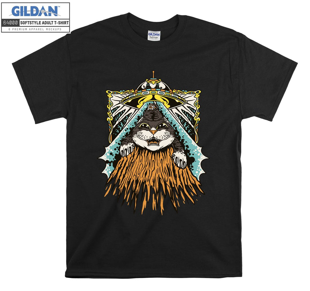 Cartoon Angry Cat Figure T-shirt