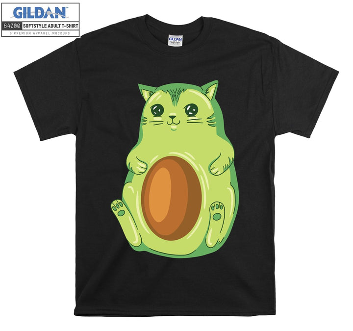 Cartoon Green Cat Figure T-shirt