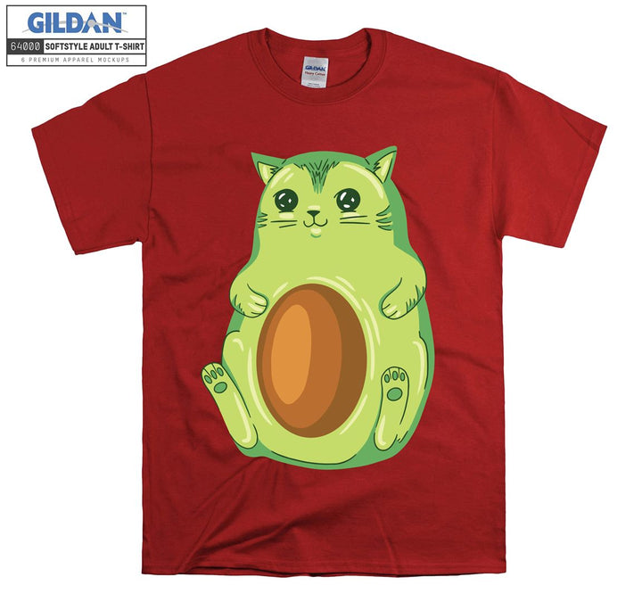 Cartoon Green Cat Figure T-shirt