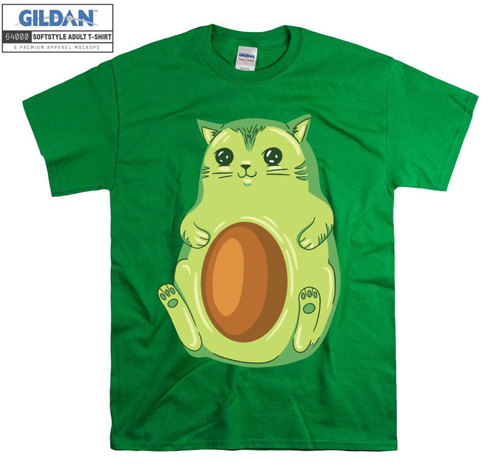 Cartoon Green Cat Figure T-shirt