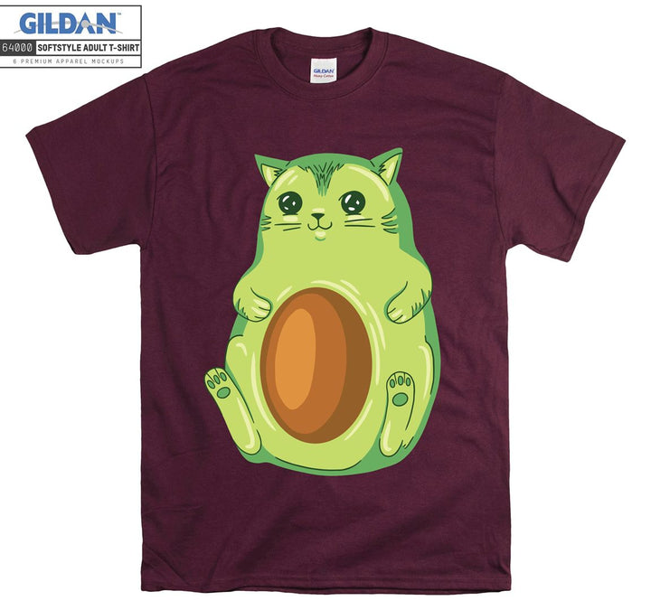 Cartoon Green Cat Figure T-shirt