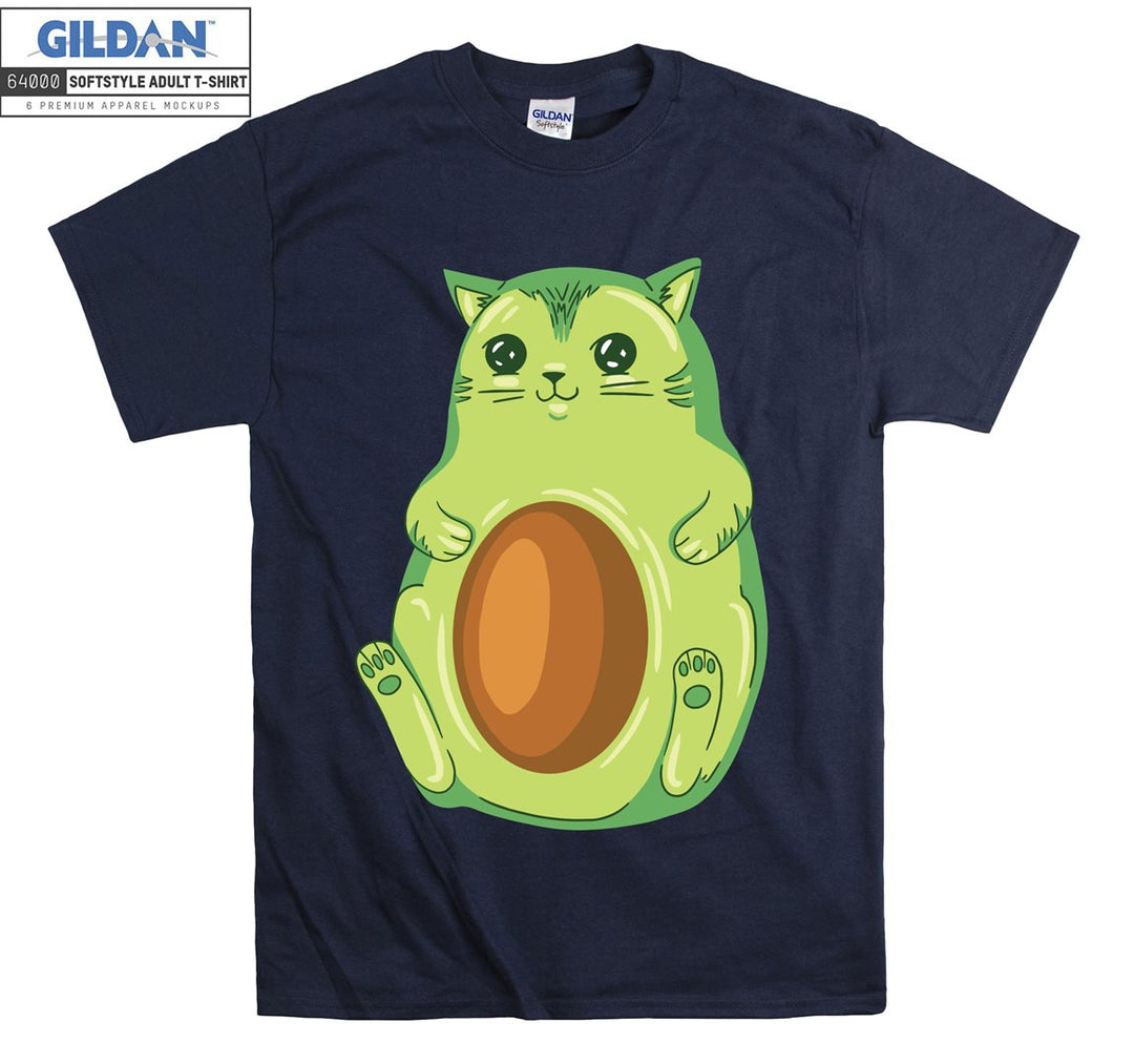 Cartoon Green Cat Figure T-shirt