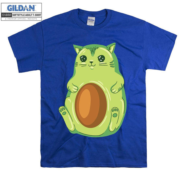 Cartoon Green Cat Figure T-shirt