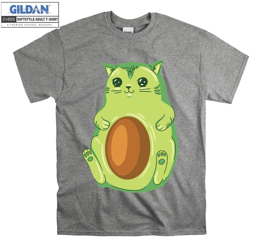 Cartoon Green Cat Figure T-shirt