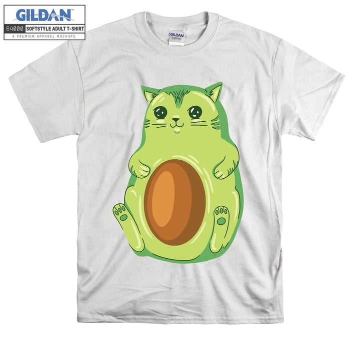 Cartoon Green Cat Figure T-shirt