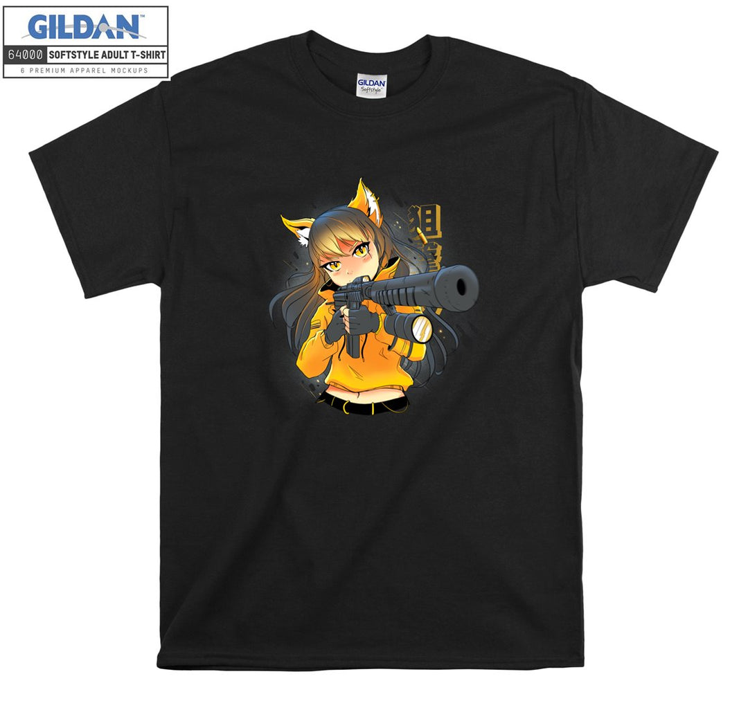 Furry Anime Girl with gun T-shirt