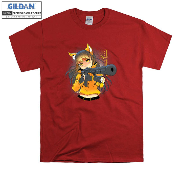 Furry Anime Girl with gun T-shirt