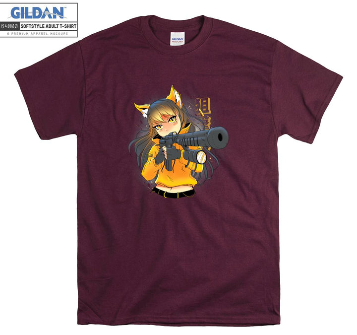 Furry Anime Girl with gun T-shirt