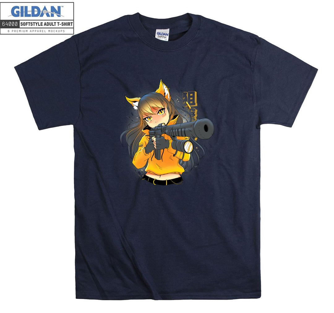 Furry Anime Girl with gun T-shirt