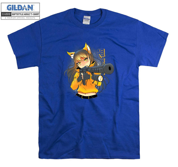 Furry Anime Girl with gun T-shirt