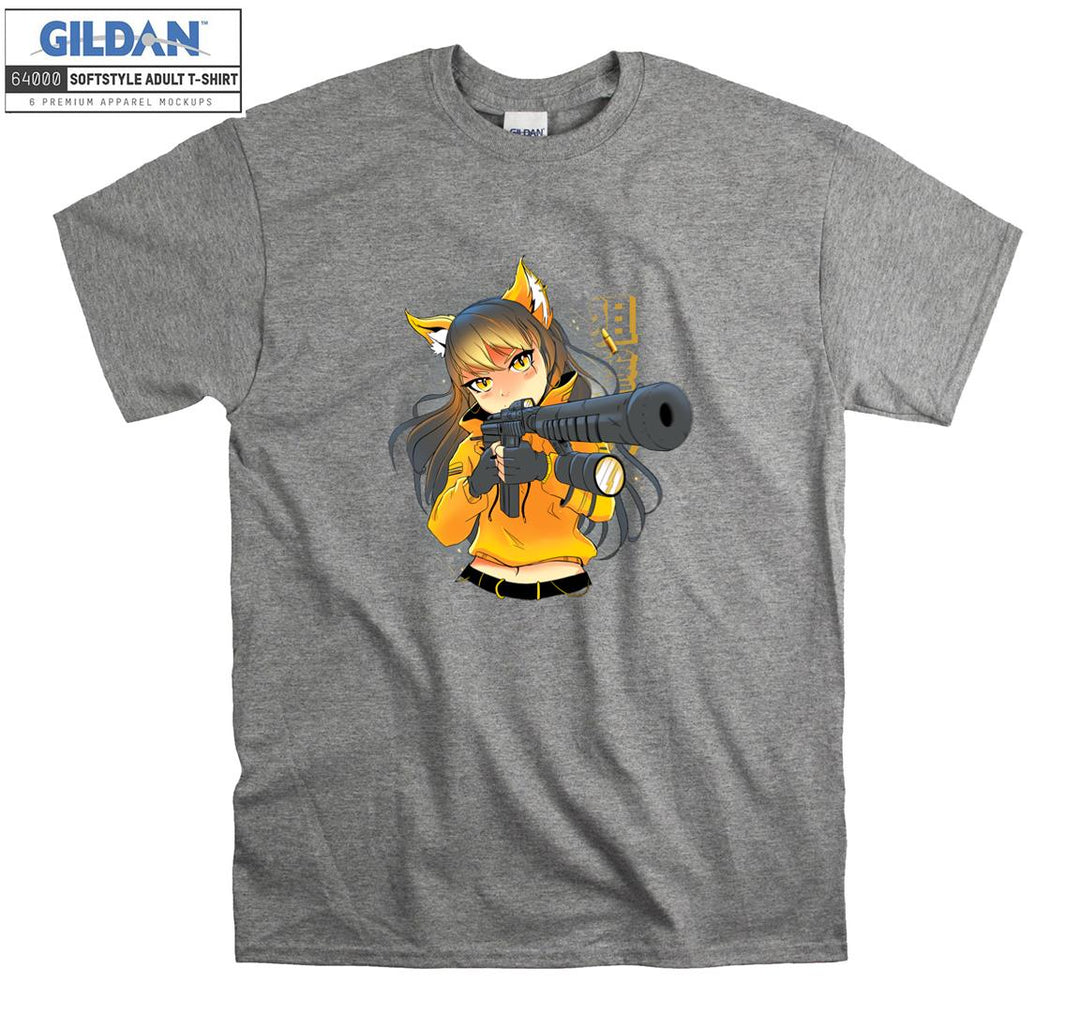 Furry Anime Girl with gun T-shirt