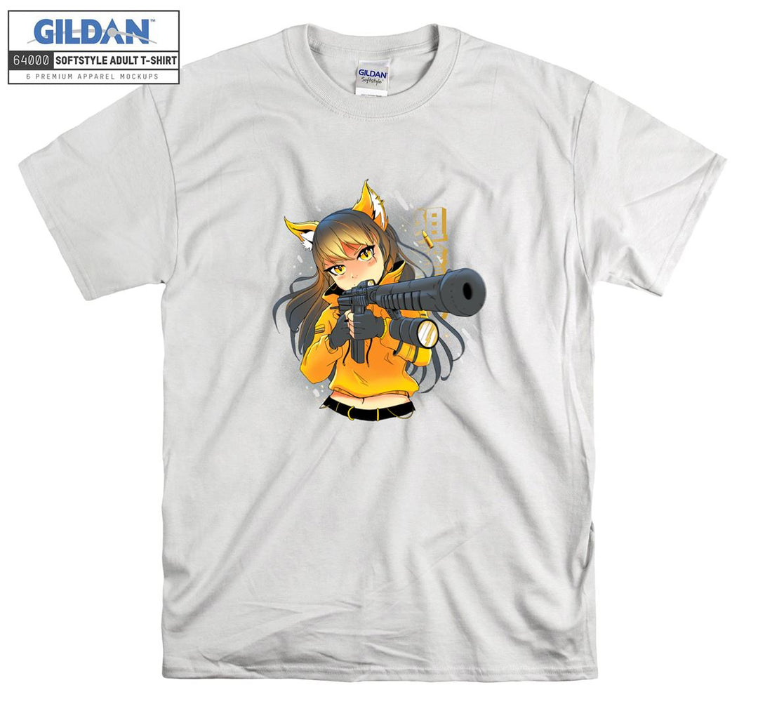 Furry Anime Girl with gun T-shirt