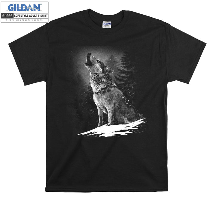 Cool Wolf Sketch Night T-shirt