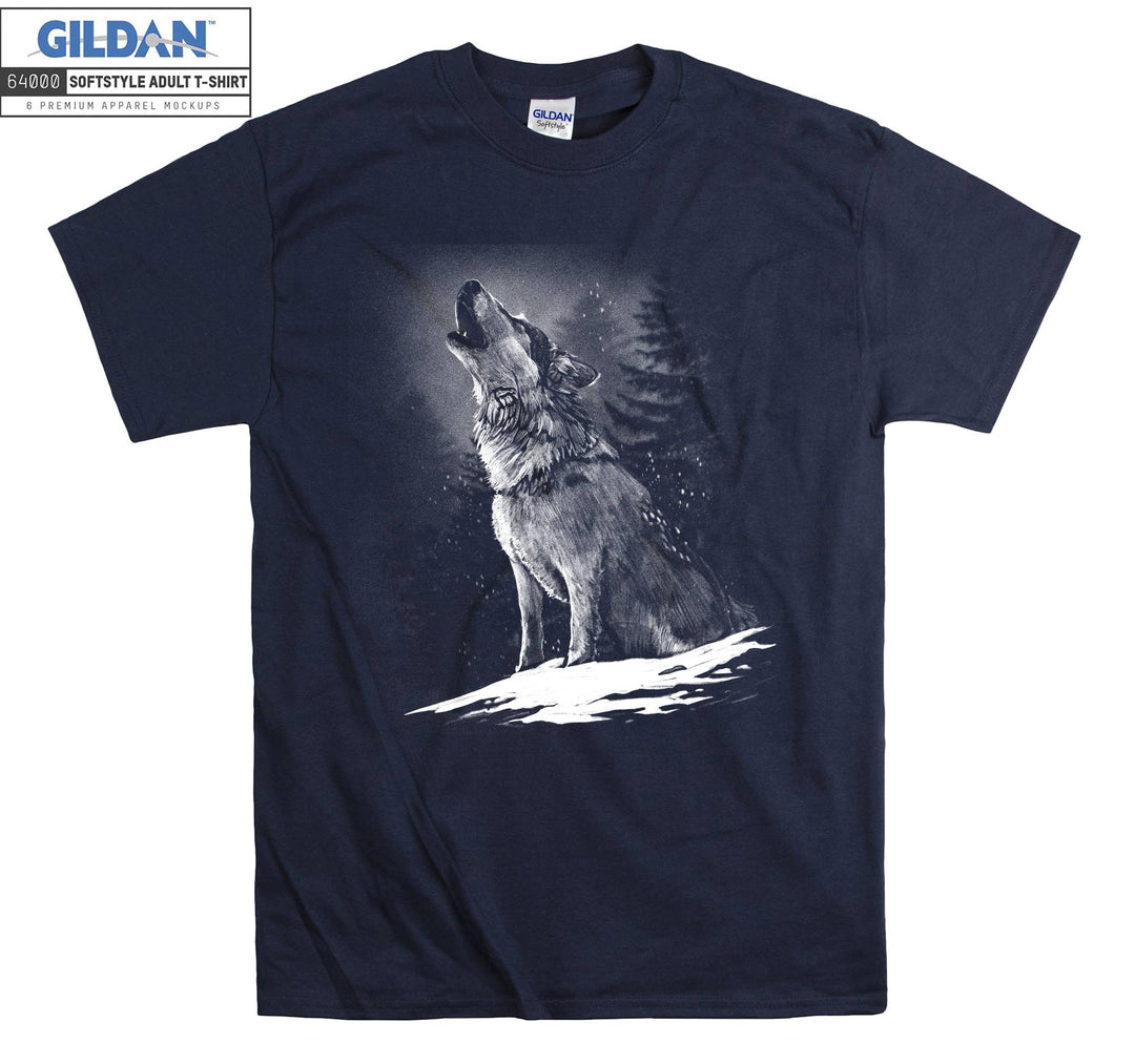 Cool Wolf Sketch Night T-shirt