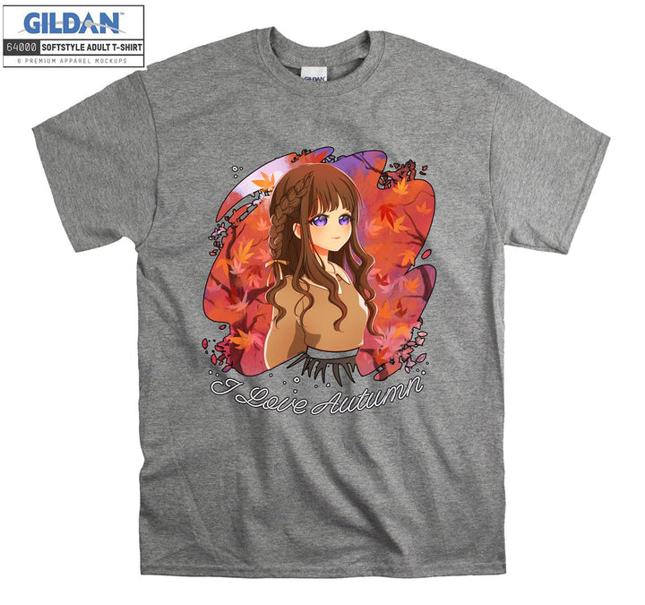 Cute Anime Girl I Love Autumn T-shirt