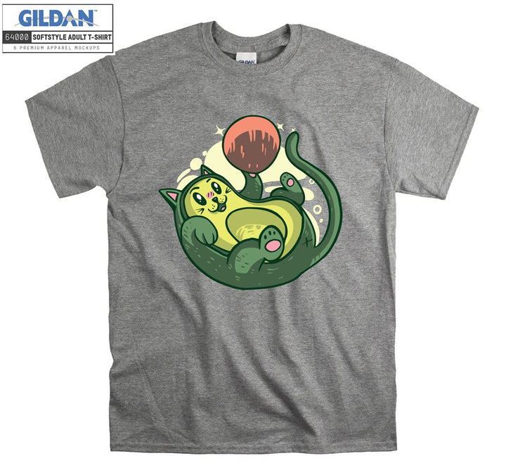 Cartoon Cute Green Cat Play Ball T-shirt