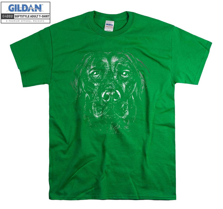 Black dog face figure T-shirt