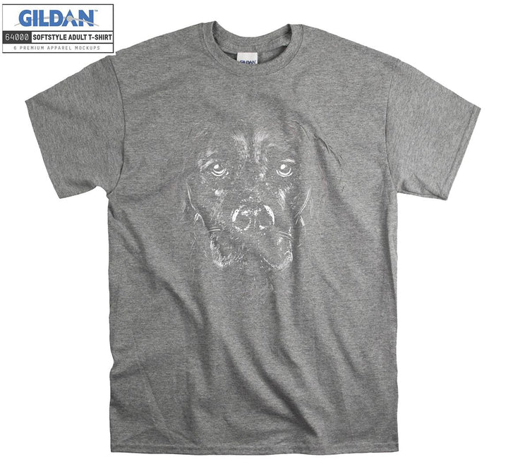 Black dog face figure T-shirt