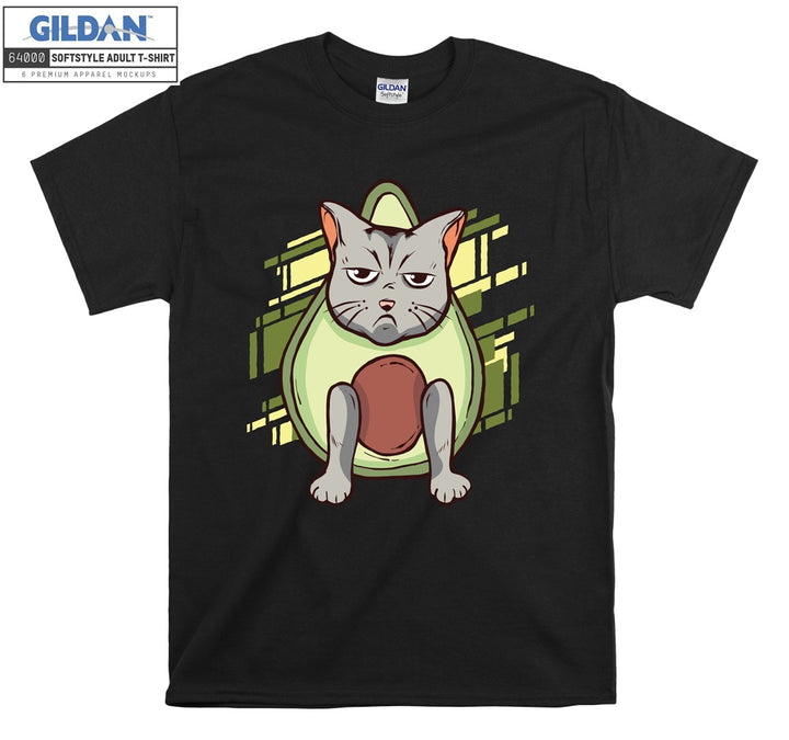 Sad Cartoon Cat Figure T-shirt