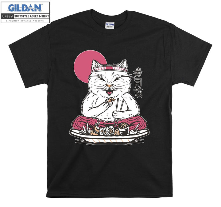 Japanese Cat Having Sushi T-shirt