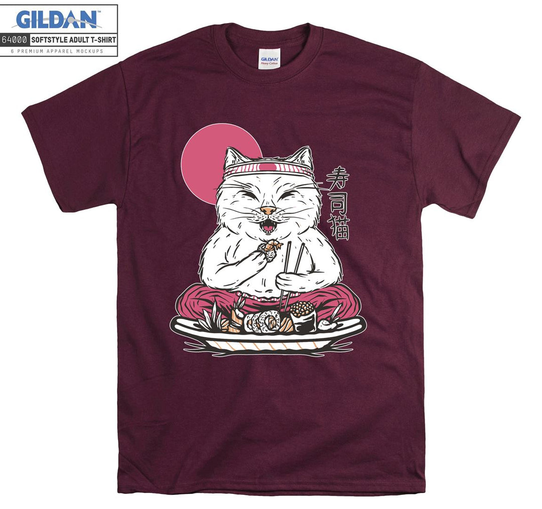 Japanese Cat Having Sushi T-shirt