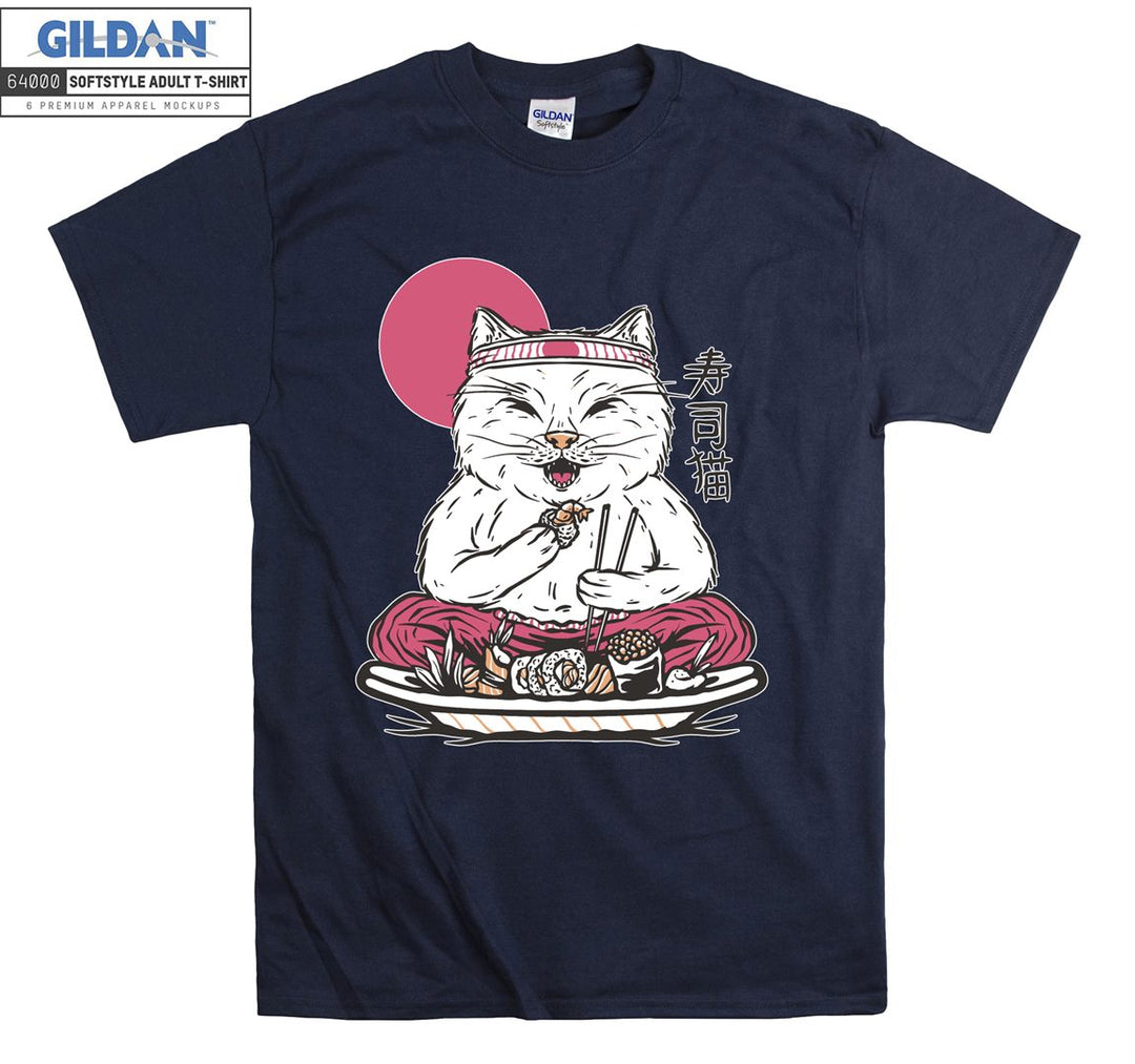 Japanese Cat Having Sushi T-shirt