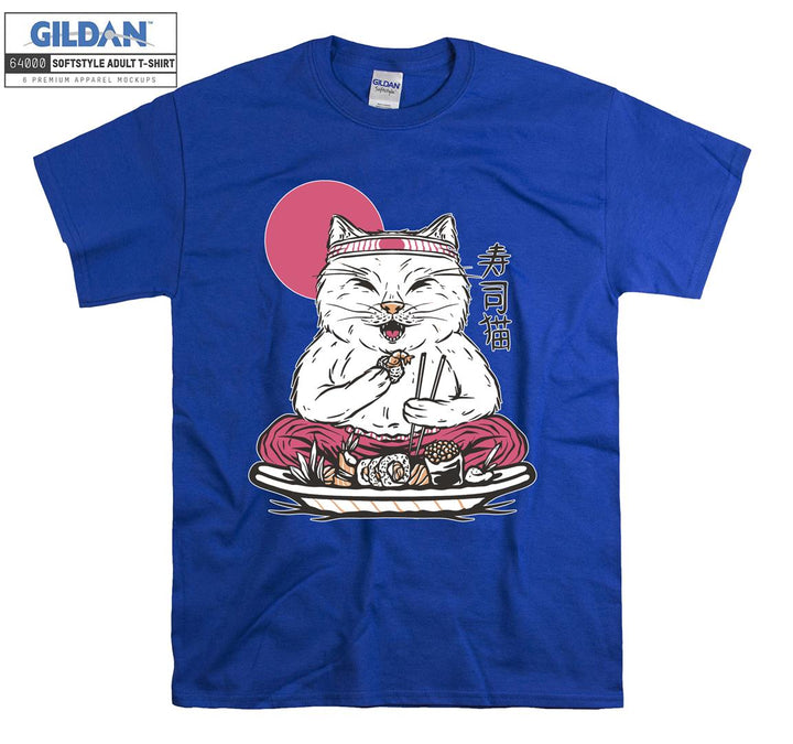 Japanese Cat Having Sushi T-shirt