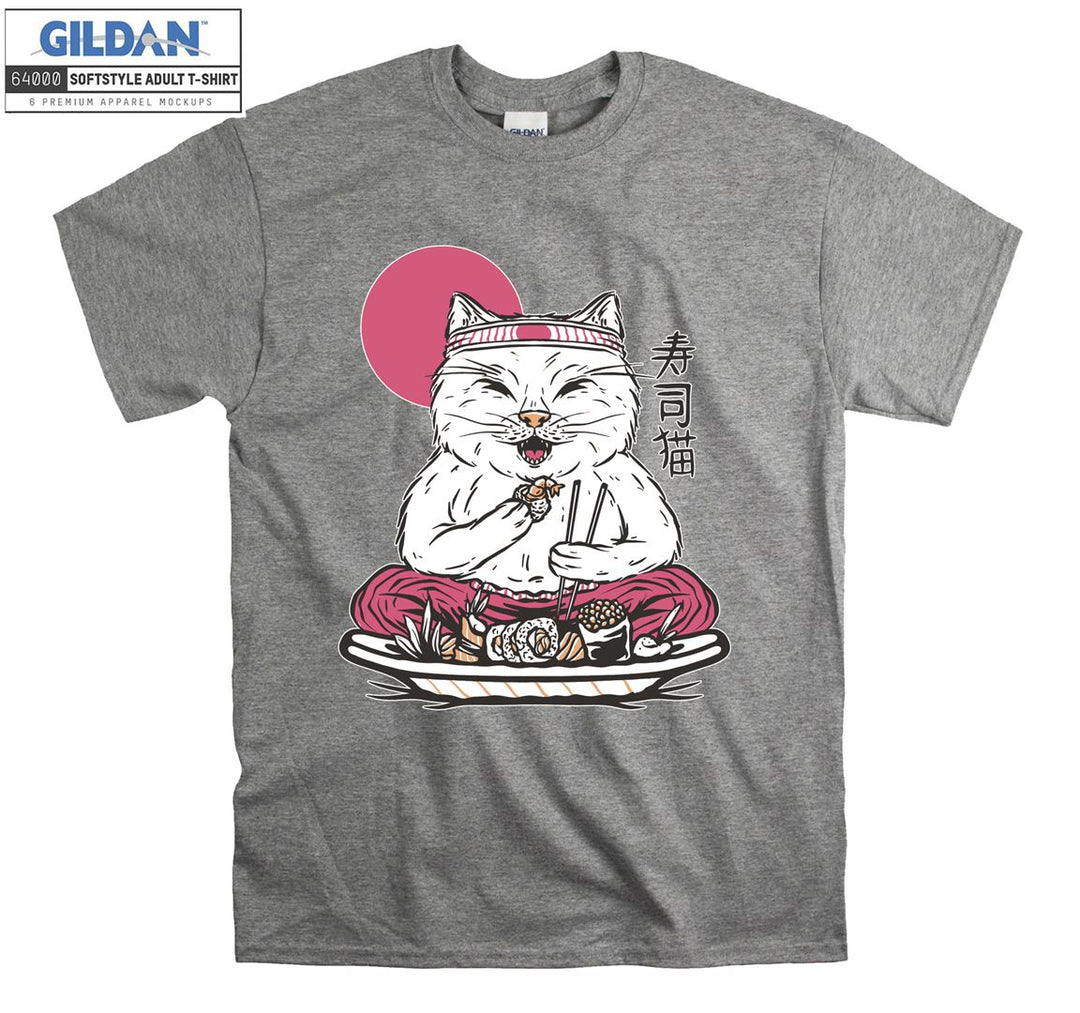 Japanese Cat Having Sushi T-shirt