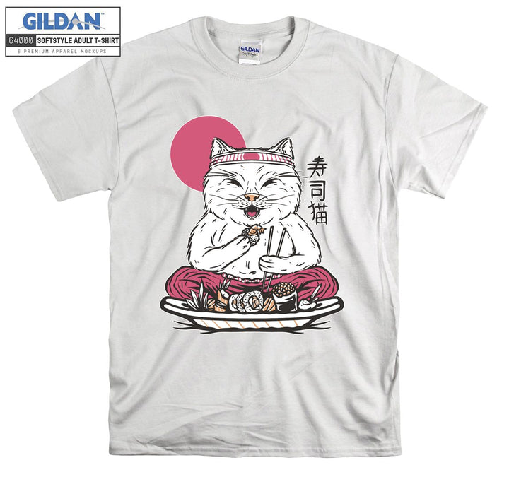 Japanese Cat Having Sushi T-shirt