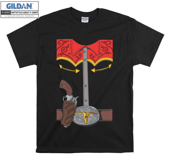 Funny old gun and costume figure T-shirt